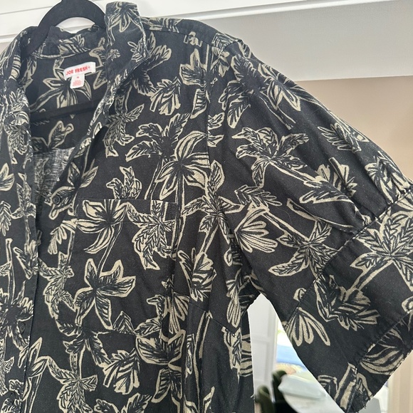 JOE FRESH Linen Blend Black & Sage Palm Print Short Sleeve Shirt Dress - Size XL - Picture 11 of 12